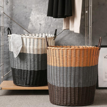 Panier à Linge Plastique Imitation Osier