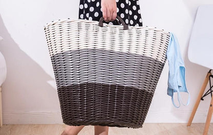 Panier à Linge Plastique Tressé 3 Couleurs
