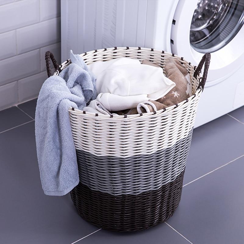 Panier à Linge Plastique Tressé 3 Couleurs