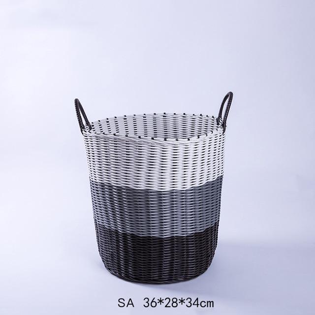 Panier à Linge Plastique Tressé 3 Couleurs