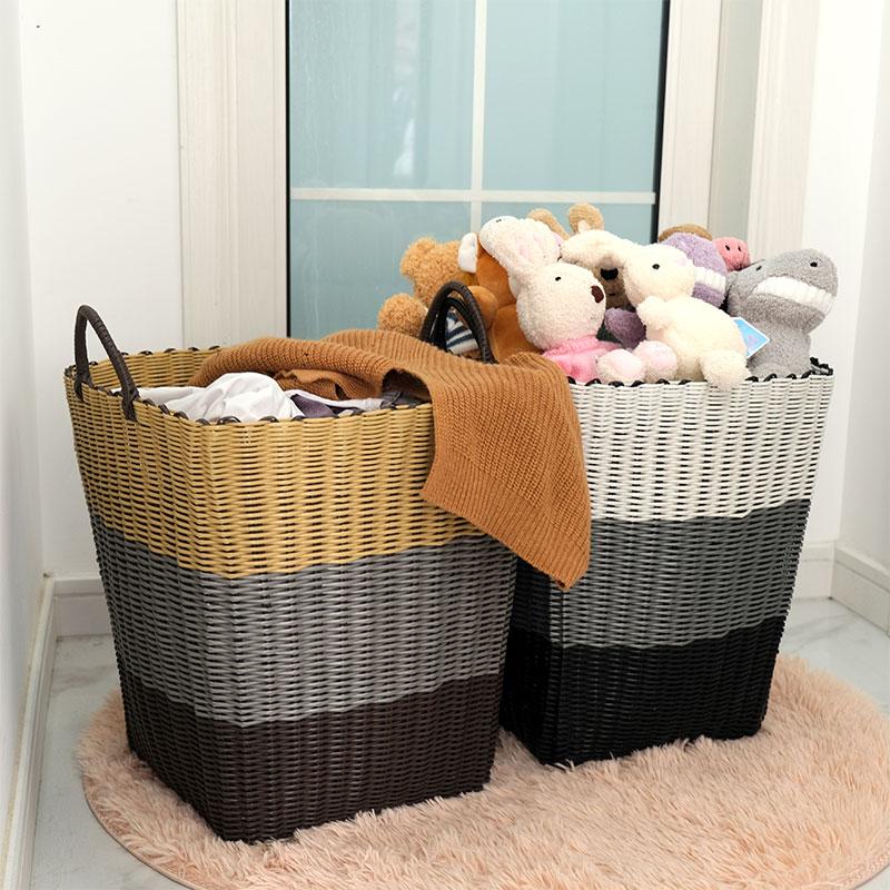 Panier à Linge Plastique Tressé Trio de Couleur