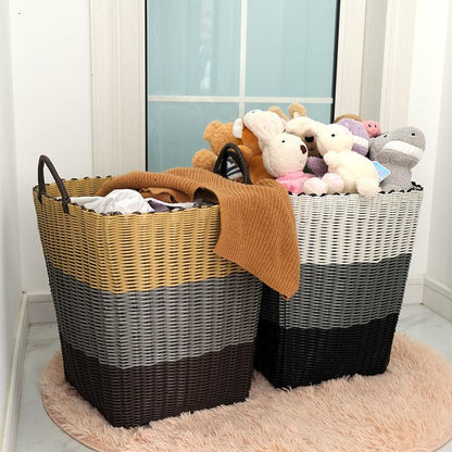 Panier à Linge Plastique Tressé Trio de Couleur