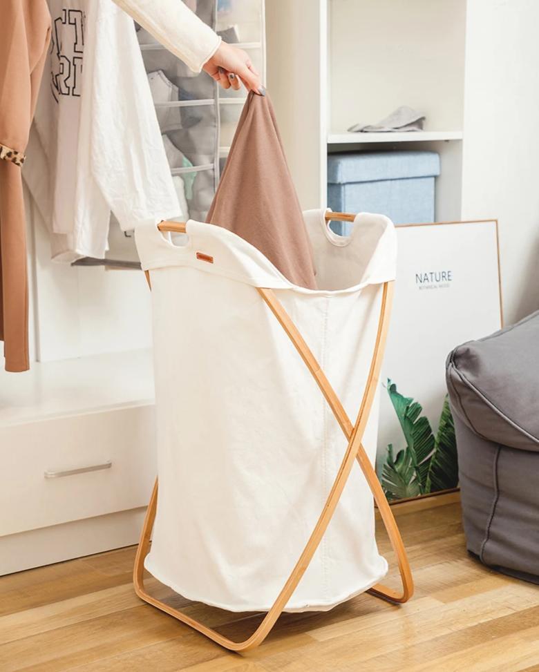 Panier à Linge Pliable Blanc Mjlonïr