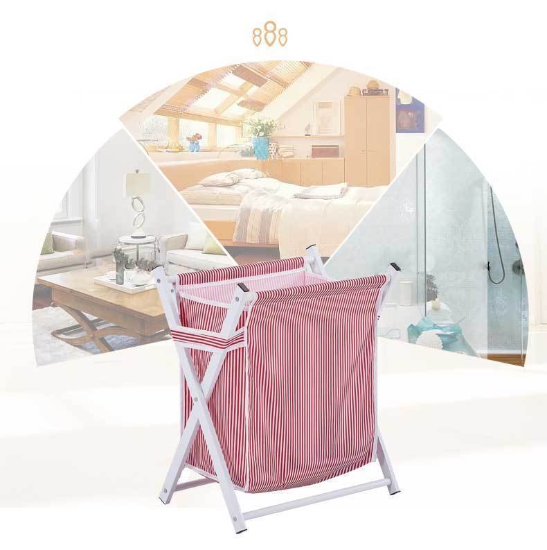 Panier à Linge Pliable Tissu Rouge Rayé