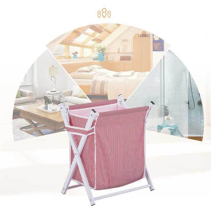 Panier à Linge Pliable Tissu Rouge Rayé