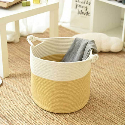 Panier à Linge Pour Bébé Jaune et Blanc