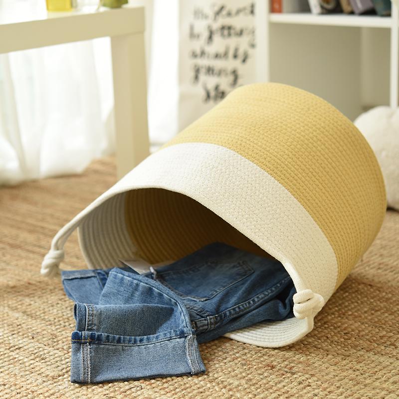 Panier à Linge Pour Bébé Jaune et Blanc