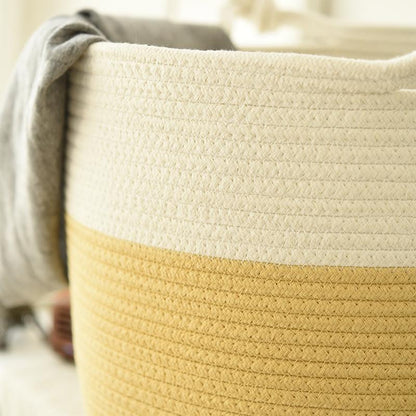Panier à Linge Pour Bébé Jaune et Blanc
