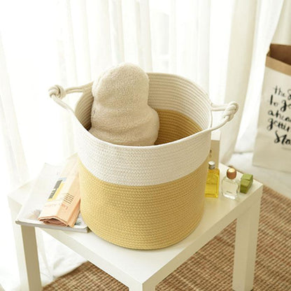 Panier à Linge Pour Bébé Jaune et Blanc