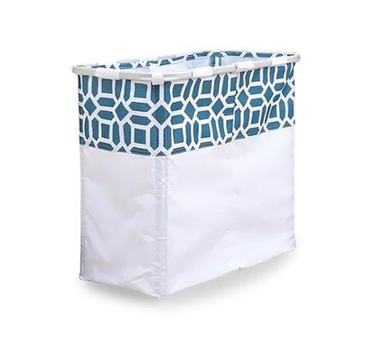 Panier à Linge Rectangulaire Blanc Bleu