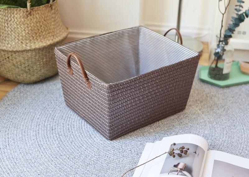 Panier à Linge Rectangulaire Coloris Taupe