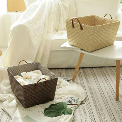 Panier à Linge Rectangulaire Coloris Taupe