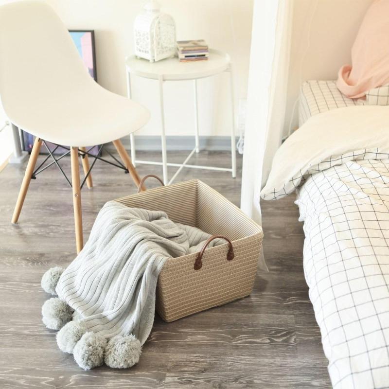 Panier à Linge Rectangulaire Coloris Taupe