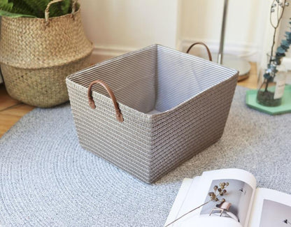 Panier à Linge Rectangulaire Coloris Taupe