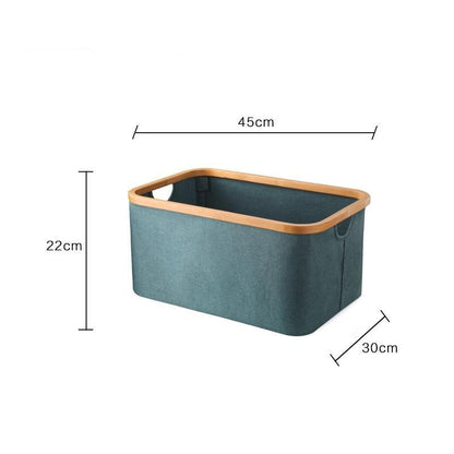 Panier à Linge Rectangulaire Vert et Bambou