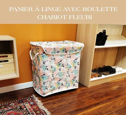 Panier à Linge à Roulettes Bac Fleuri