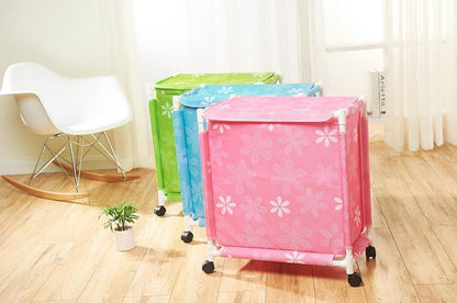 Panier à Linge à Roulettes Rose Pinky