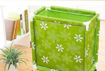 panier sur roulettes vert
