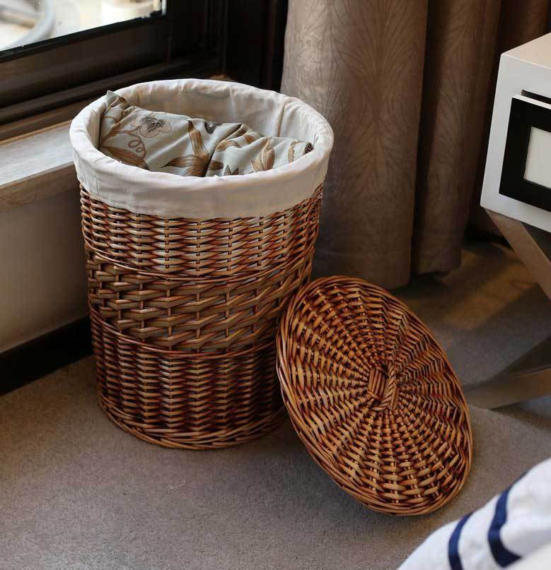 Panier à Linge Sale en Osier Design
