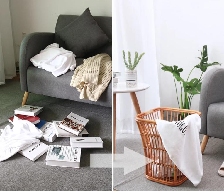 Panier à Linge Sale en Rotin Idealis