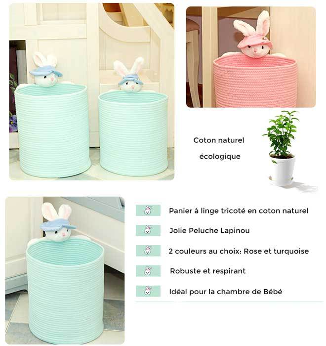 Panier à Linge Sale pour Bébé Turquoise