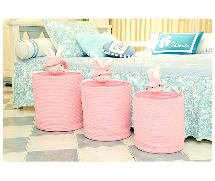 panier à linge pour bébé coton rose
