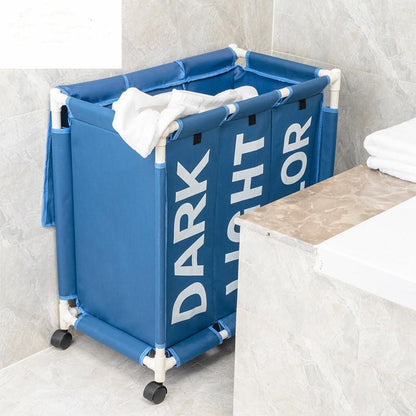 Panier à Linge Sale sur Roulettes Bleu