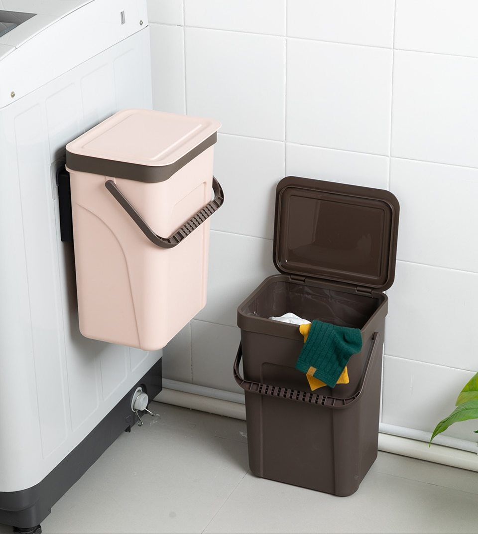 Panier à Linge Sale Suspendu rose et marron