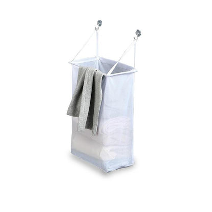 Panier à Linge Suspendu en Tissu Blanc