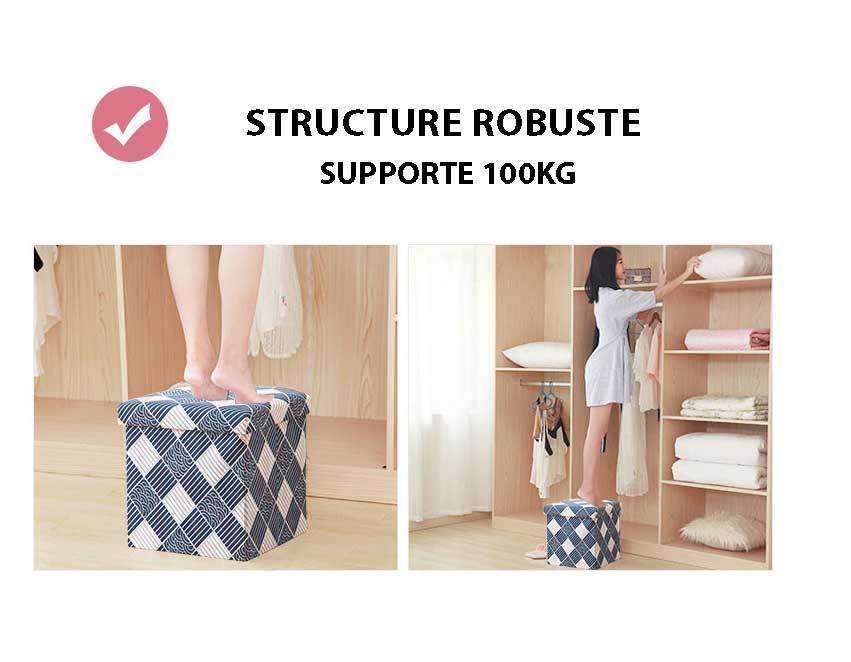 Panier à Linge Tabouret Assise Marine