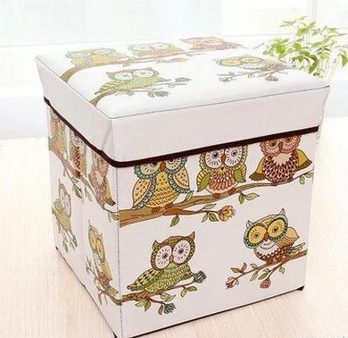 Panier à Linge pouf Design Chouettes