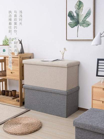 Panier à Linge Tabouret Coffre Beige classique