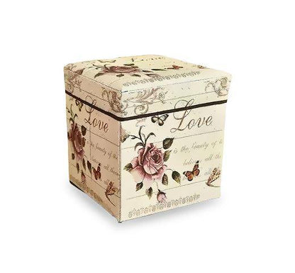 Panier à Linge Tabouret Intégré Roses d'Amour