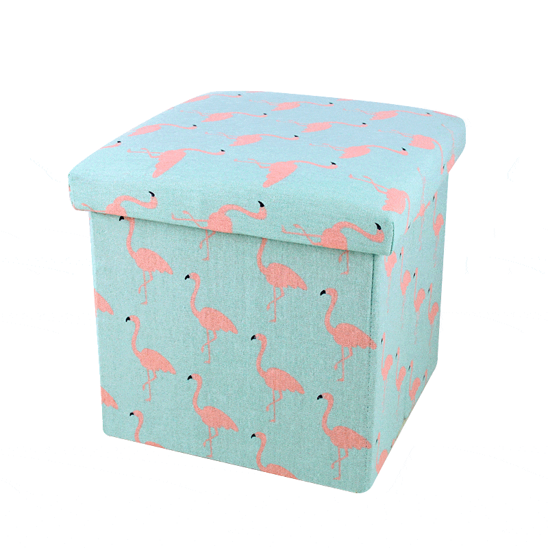 panier à linge tabouret cube flamands roses