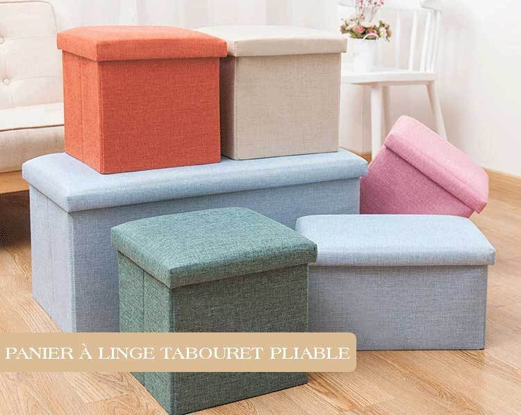 Panier à linge Tabouret Pouf Jaune Citron