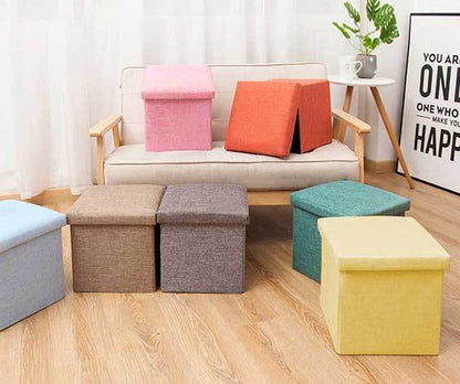 Panier à linge Tabouret Pouf Jaune Citron