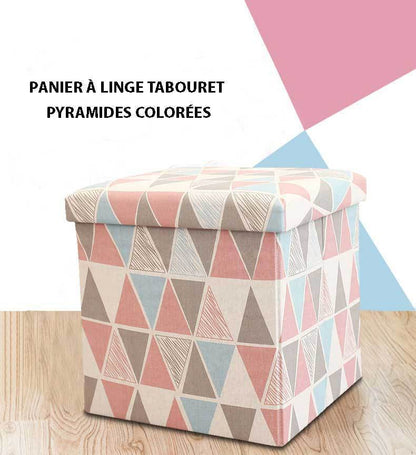 Panier à Linge Tabouret Pyramides colorées