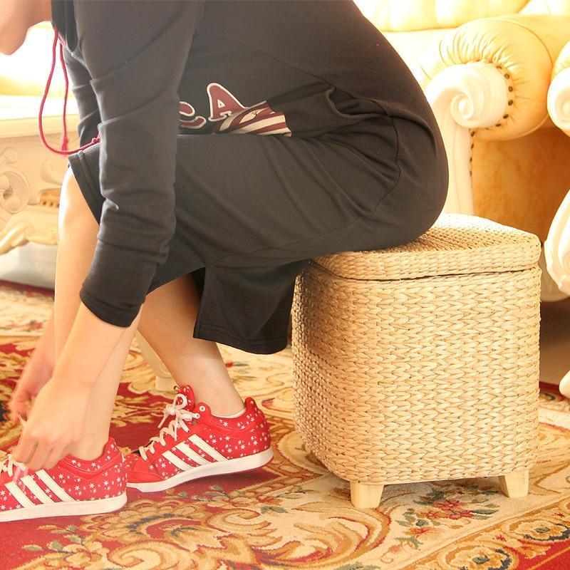 Panier à Linge Tabouret Rotin de Luxe