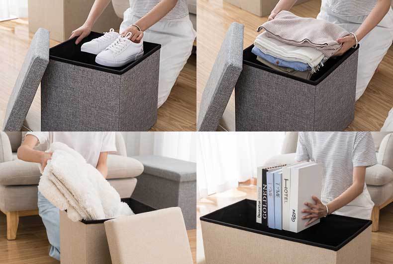 Panier à Linge Tabouret Siège Gris classique