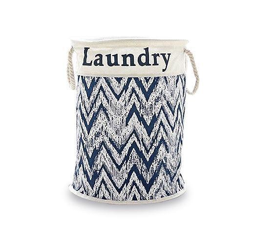 Panier à Linge Tissu Bleu et Blanc