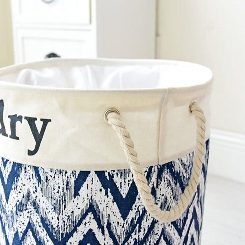 Panier à Linge Tissu Bleu et Blanc