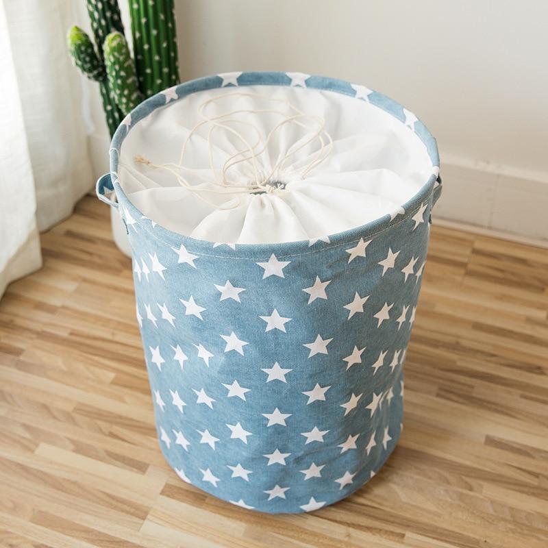 Panier à Linge Tissu Bleu Étoilé