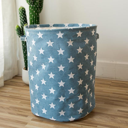 Panier à Linge Tissu Bleu Étoilé