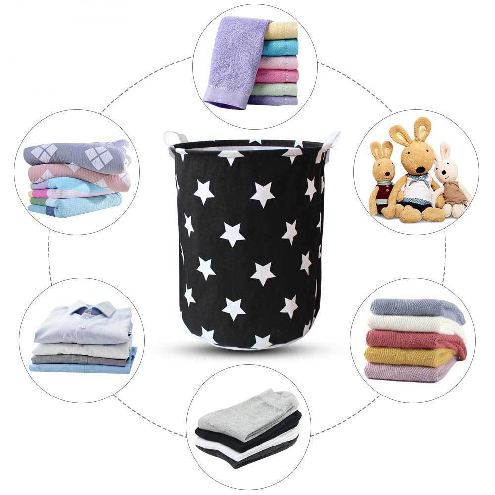 Panier à Linge Tissu Noir étoilé