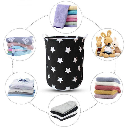 Panier à Linge Tissu Noir étoilé