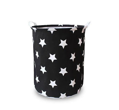 Panier à Linge Tissu Noir étoilé