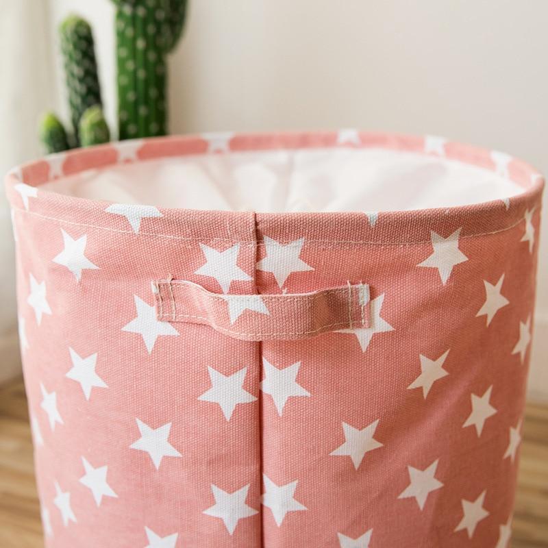 Panier à Linge Tissu Rose Étoilé