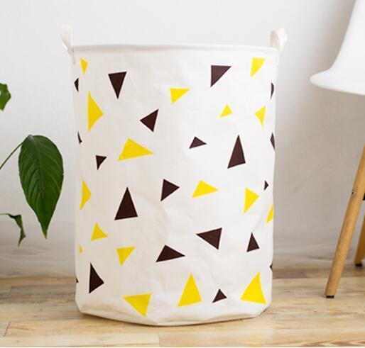 Panier à Linge Tissu </br>Triangles Jaunes
