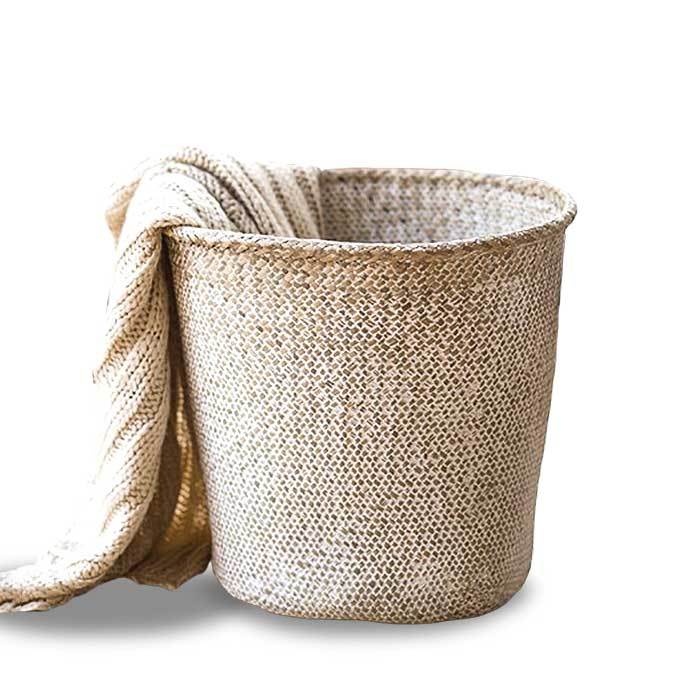 Panier à Linge Tressé Blanc Chic