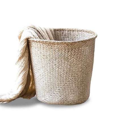 Panier à Linge Tressé Blanc Chic